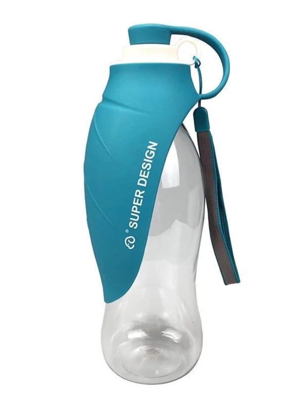 Super Design Teal & Clear Water Bottle with Strap